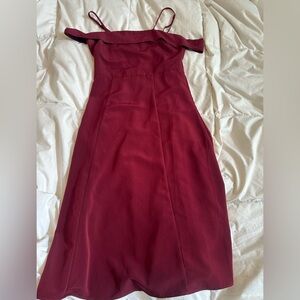 Off shoulder burgundy midi dress, size S